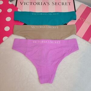 Victoria's Secret 3pk Seamless Stretch Nylon Thong Panties Size XS